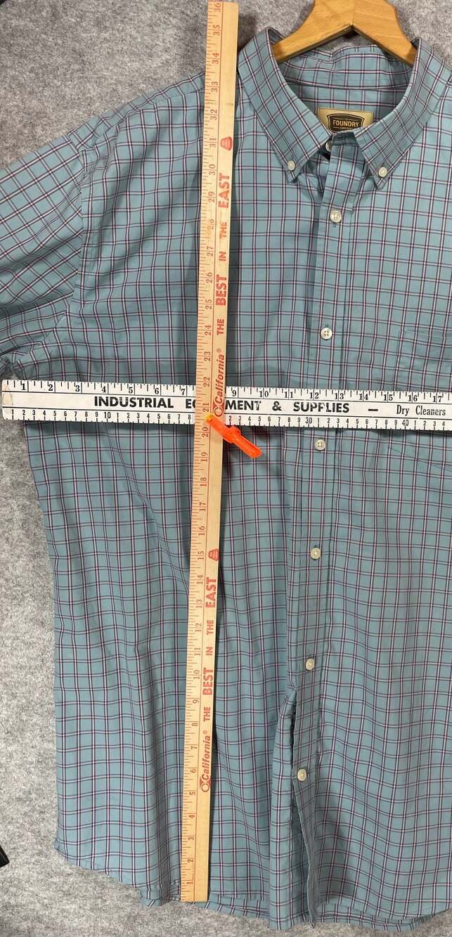 The Foundry Supply Co. Easy Care Plaid Short Sleeve Button Down Shirt XLT - Picture 3 of 5